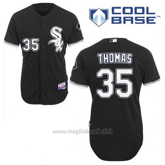 Maglia Baseball Uomo Chicago White Sox 35 Frank Thomas Nero Alterner Cool Base
